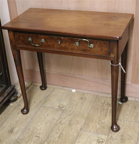 A George III mahogany side table, fitted one long drawer W.79cm